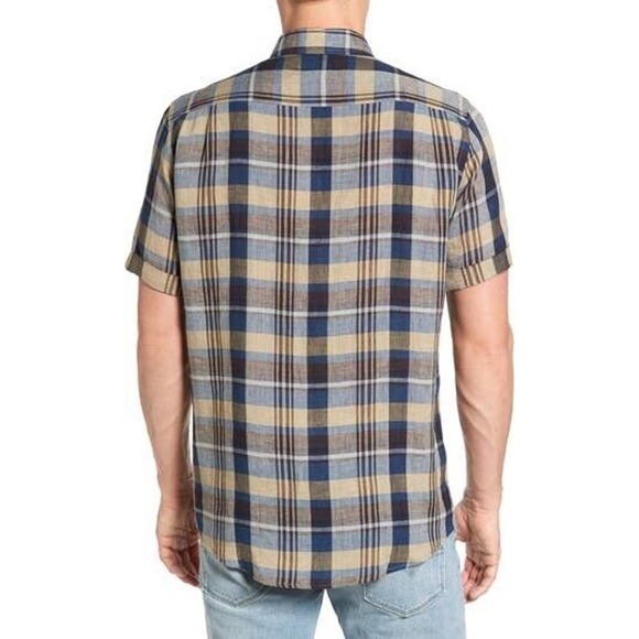 Rodd & Gunn Mens Size Large 100% Linen Pavilion Plaid Button-Up Shirt Collared - Picture 4 of 8